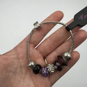 Candy Silver and Purple Chunky Charm Bracelet